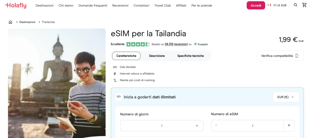 Fornitori eSIM Thailandia: Holafly