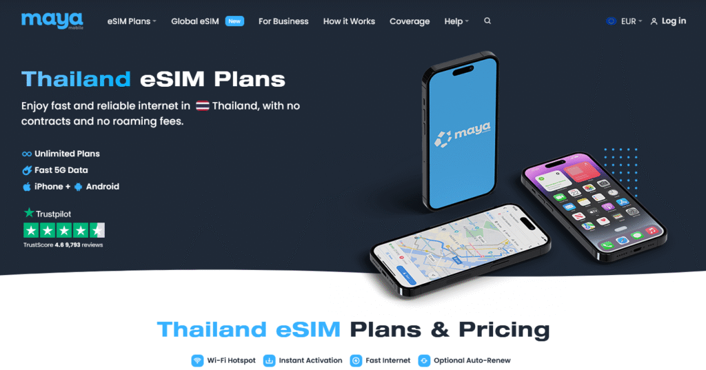 Fornitori eSIM Thailandia: Maya