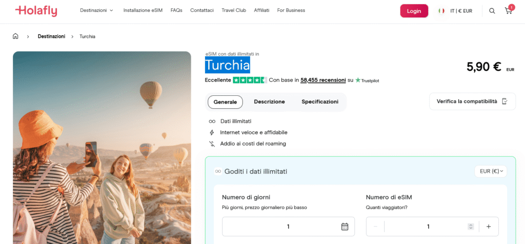 Fornitori eSIM Turchia: Holafly