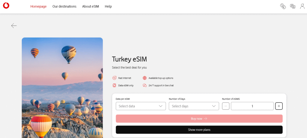 Fornitori eSIM Turchia: Vodafone