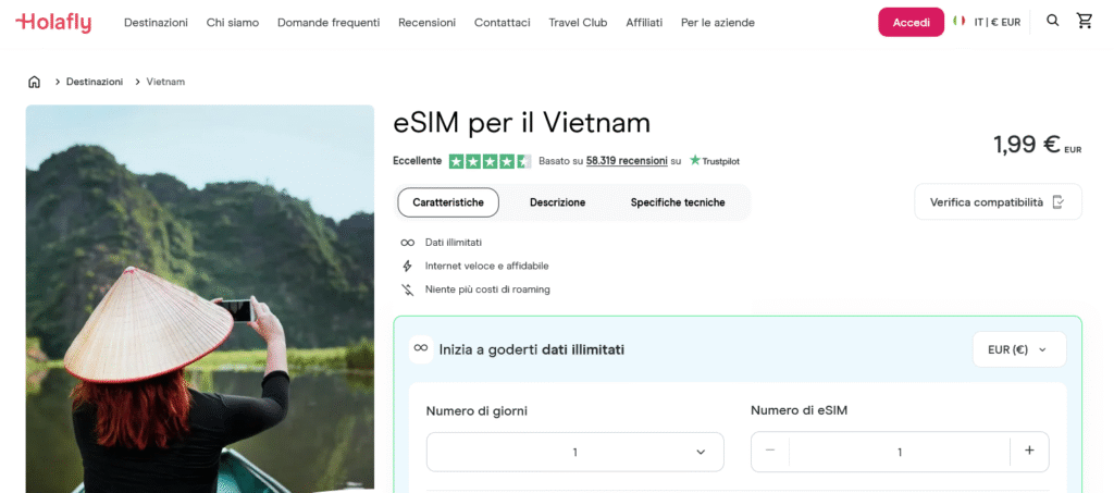 Fornitori eSIM Vietnam: Holafly