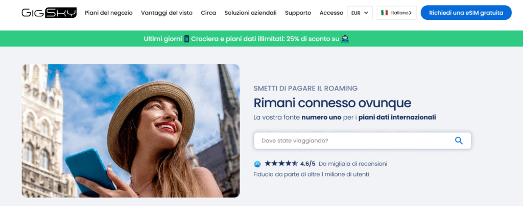 eSIM GigSky per l’Italia – piani flessibili gestiti tramite app