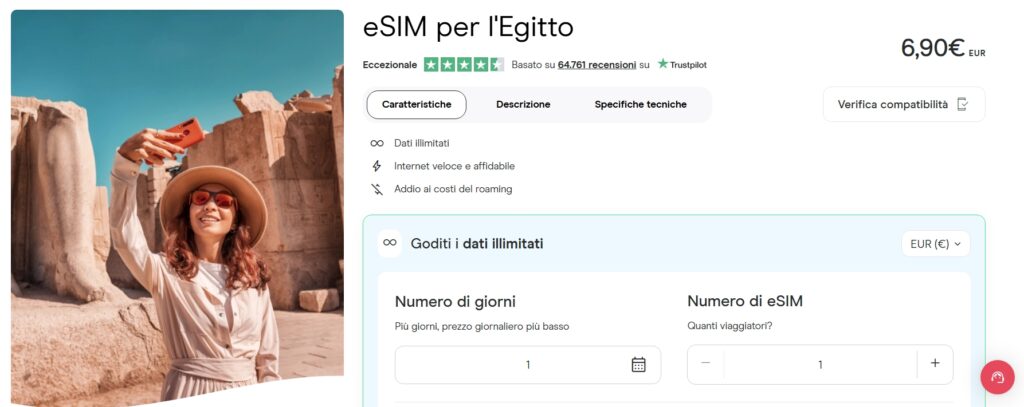 Holafly eSIM Egitto – dati illimitati e attivazione immediata tramite QR code