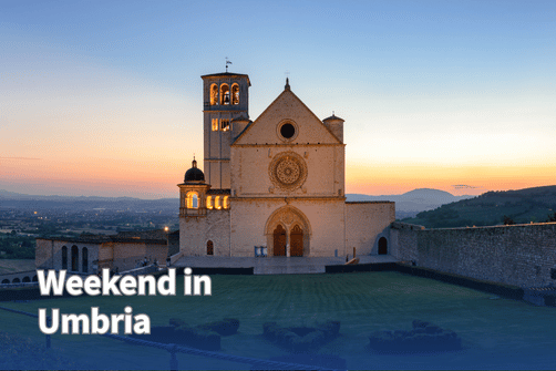 Weekend in Umbria – tramonto sulla Basilica di San Francesco ad Assisi