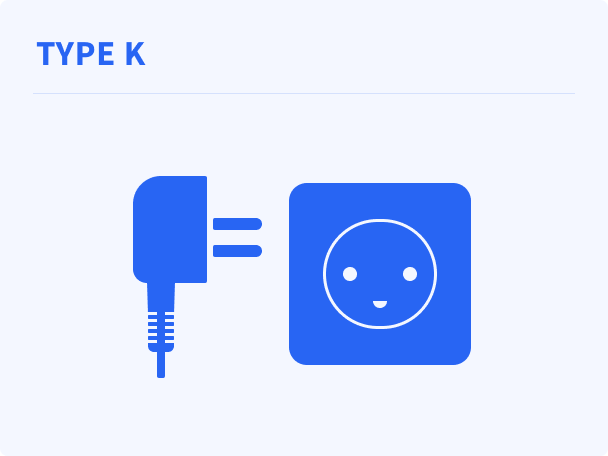 Tipo K – spina con due pin rotondi e un perno di terra, standard principale in Danimarca