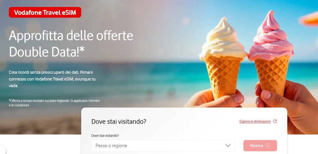 Vodafone Travel eSIM – offerte Double Data e promozioni per viaggiare connessi