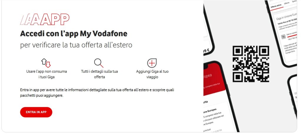 Vodafone roaming in Europa tramite app My Vodafone