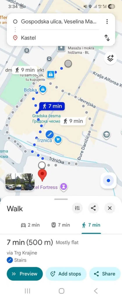 Navigazione su Google Maps con connessione dati mobile
