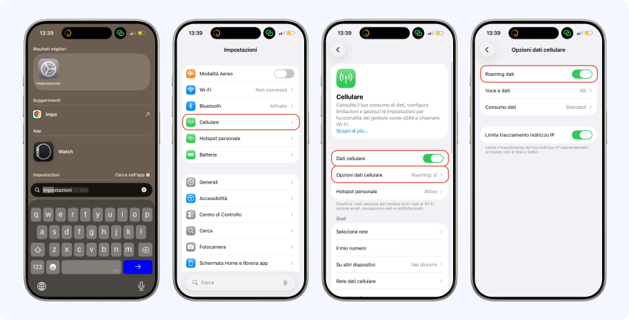 Attivare roaming Android