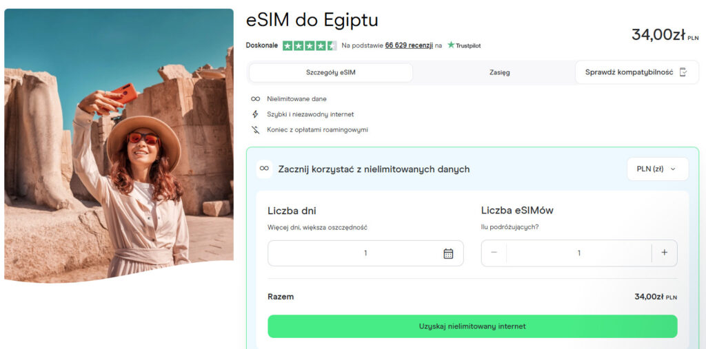 Holafly esim do Egiptu - nielimitowany internet LTE i 5G