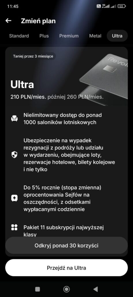 Revolut Ultra – plan subskrypcyjny z pakietem 3 GB eSIM w cenie