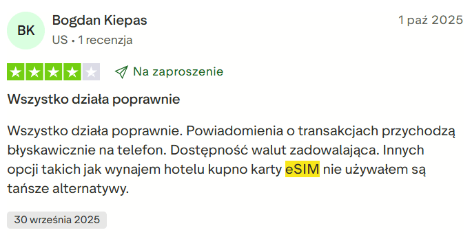 Opinia o eSIM Revolut – szybki zakup w aplikacji, pakiety danych na 7–60 dni