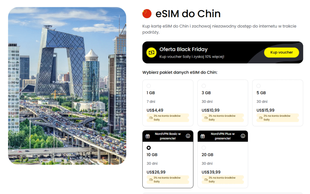 eSIM Chiny Saily – prywatność i aplikacja inspirowana NordVPN