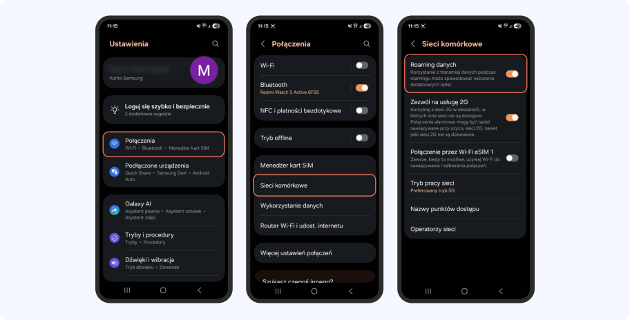 Instrukcja jak włączyć roaming Plus na telefonie z Androidem krok po kroku