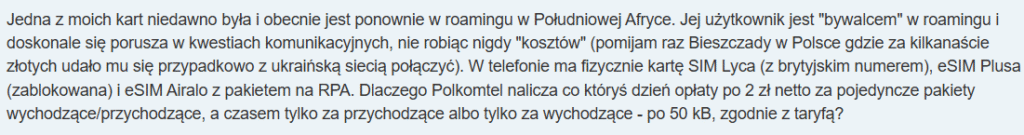 Opinia o roamingu Plus w Poludniowej Afryce i naliczaniu malych pakietow danych