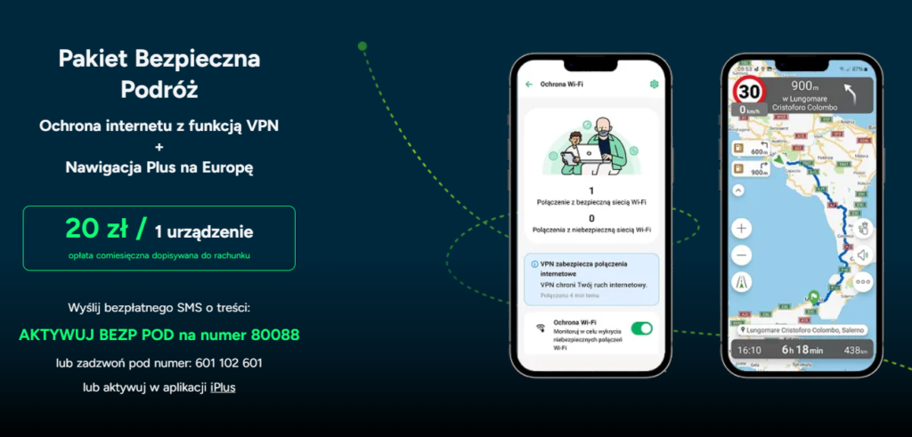 Pakiet Bezpieczna Podróż Plus – ochrona internetu VPN i nawigacja w roamingu