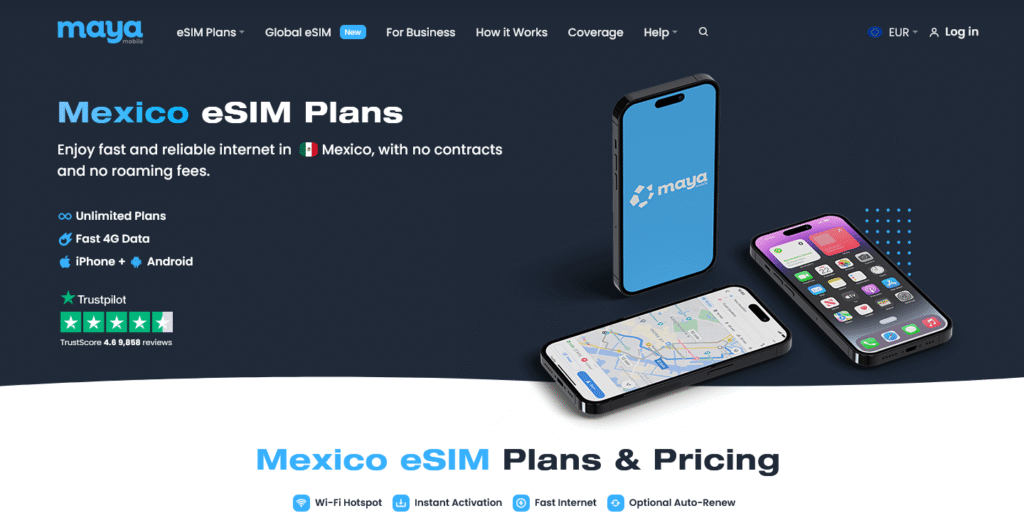 Fornecedores eSIM México: Maya Mobile
