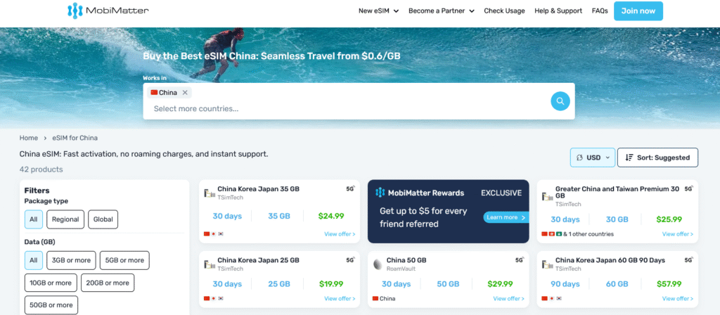 Fornecedores eSIM China: MobiMatter