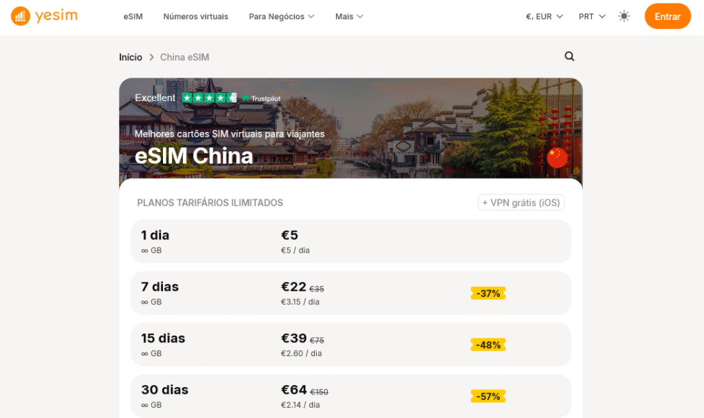 Fornecedores eSIM China: Yesim