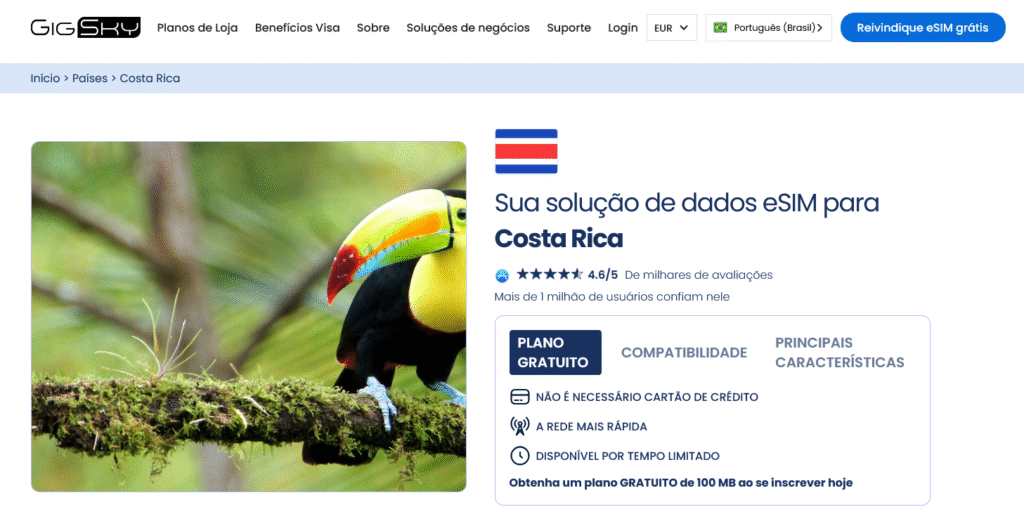Fornecedores eSIM Costa Rica: GigSky