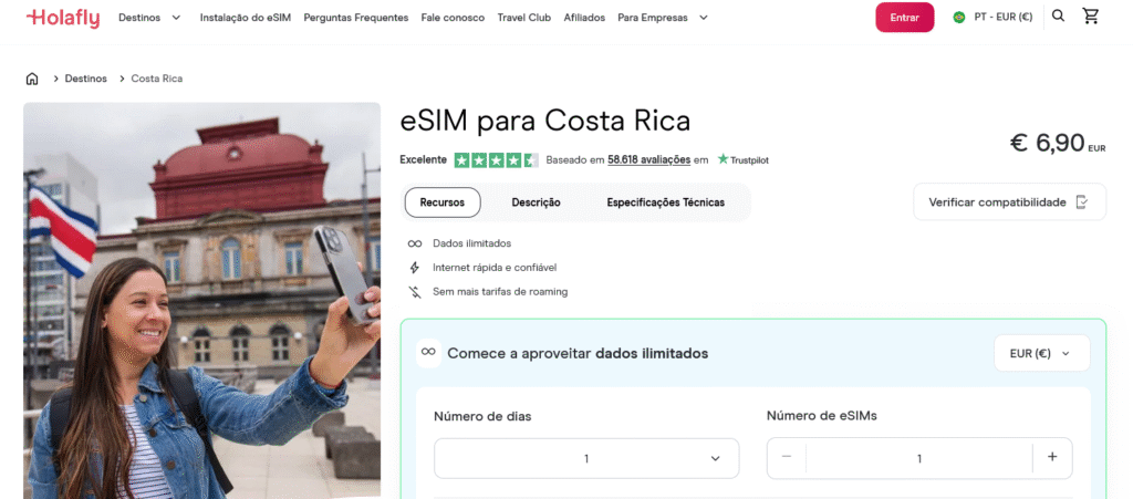 Fornecedores eSIM Costa Rica: Holafly