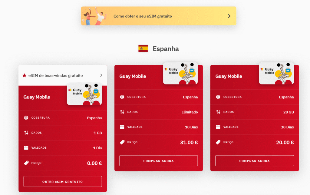 Fornecedores eSIM Espanha: Airalo
