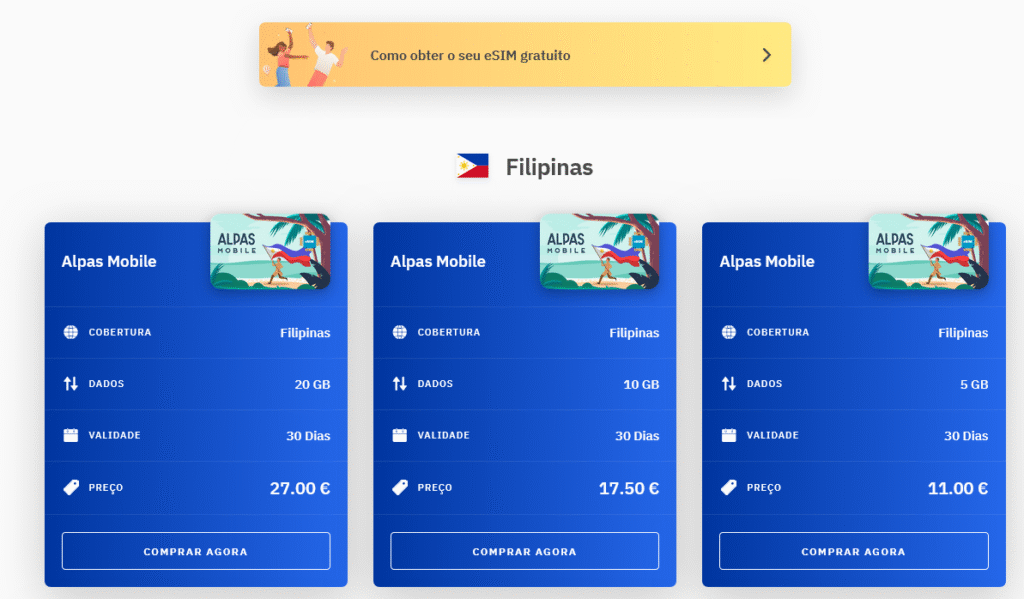 Fornecedores eSIM Filipinas: Airalo
