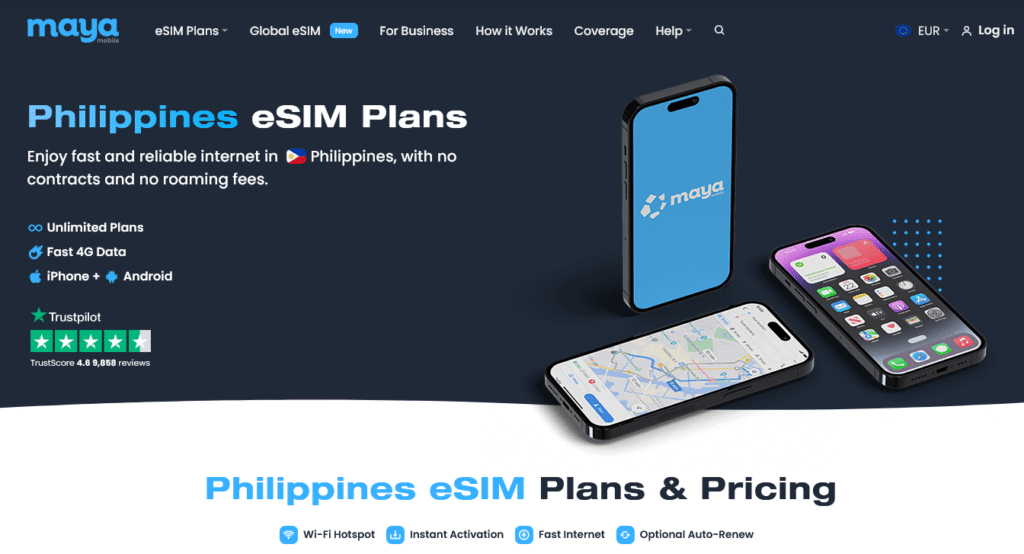 Fornecedores eSIM Filipinas: Maya Mobile