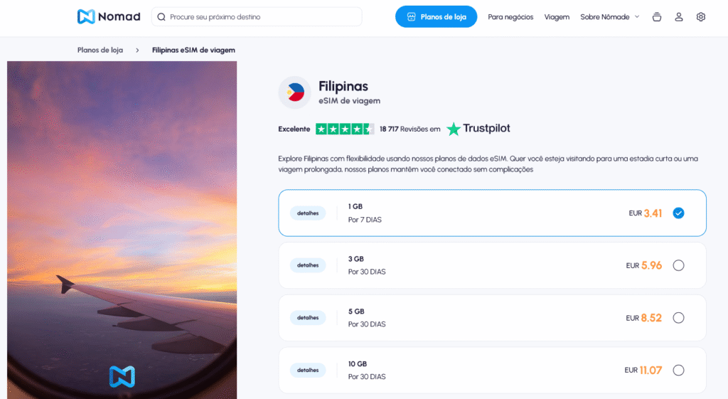 Fornecedores eSIM Filipinas: Nomad