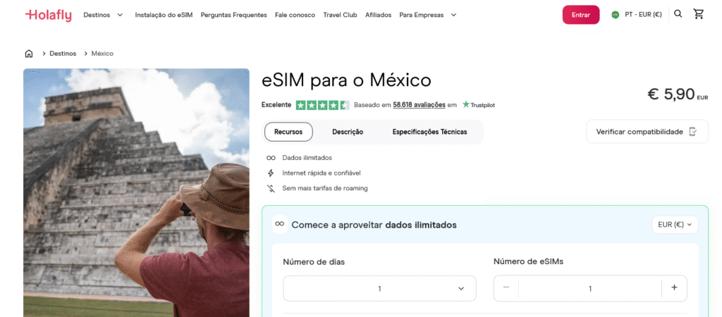 Fornecedores eSIM México: Holafly