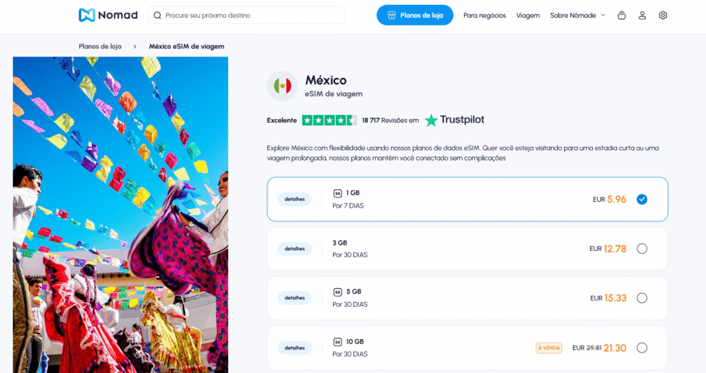Fornecedores eSIM México: Nomad