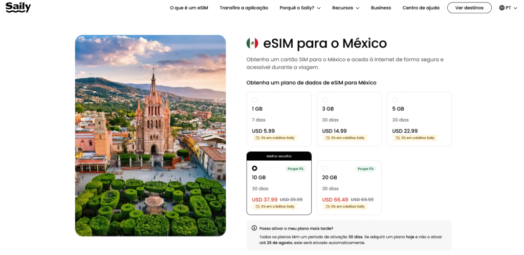 Fornecedores eSIM México: Saily