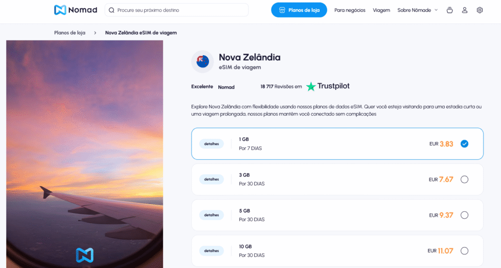 Fornecedores eSIM Nova Zelândia: Nomad