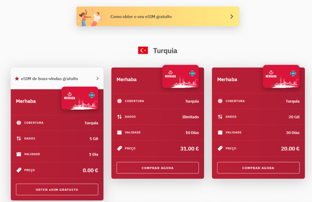 Fornecedores eSIM Turquia: Airalo
