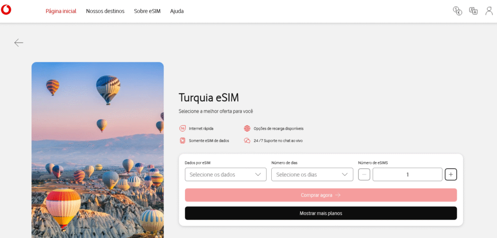 Fornecedores eSIM Turquia: Vodafone