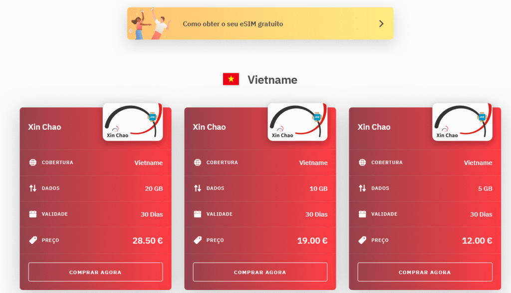 Fornecedores eSIM Vietname: Airalo