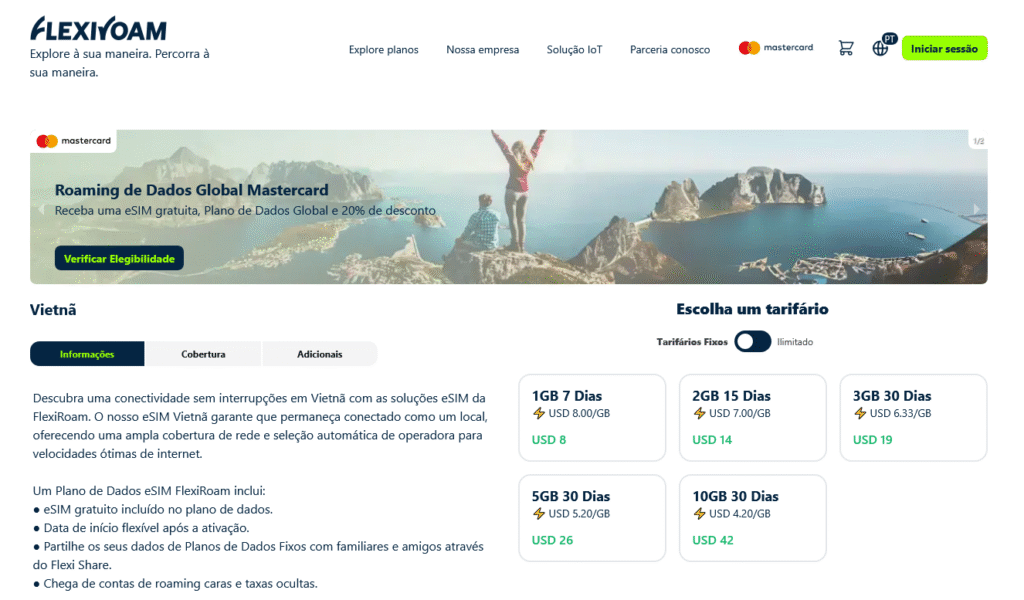 Fornecedores eSIM Vietname: FlexiRoam