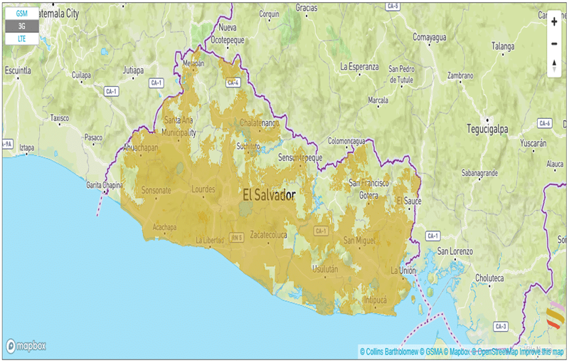 coverage map in el salvador with esim