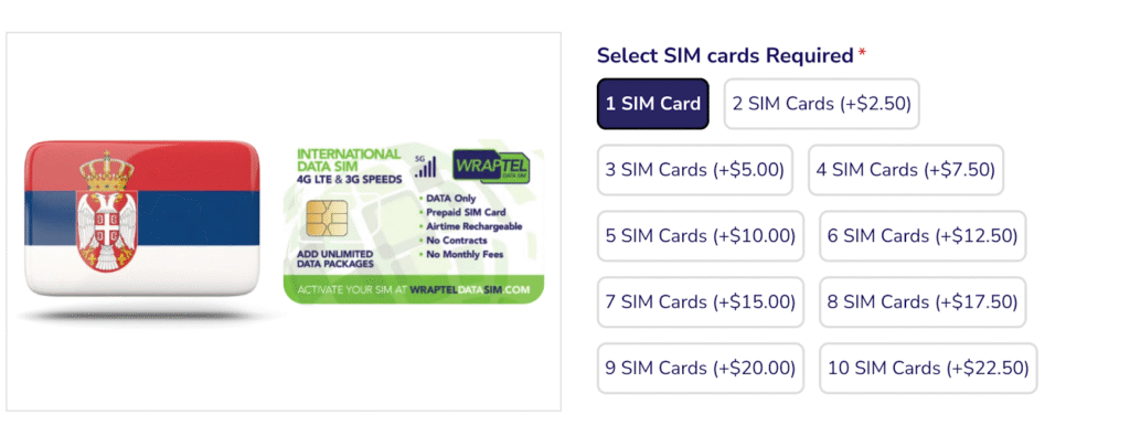 wraptel homepage, sim card for serbia