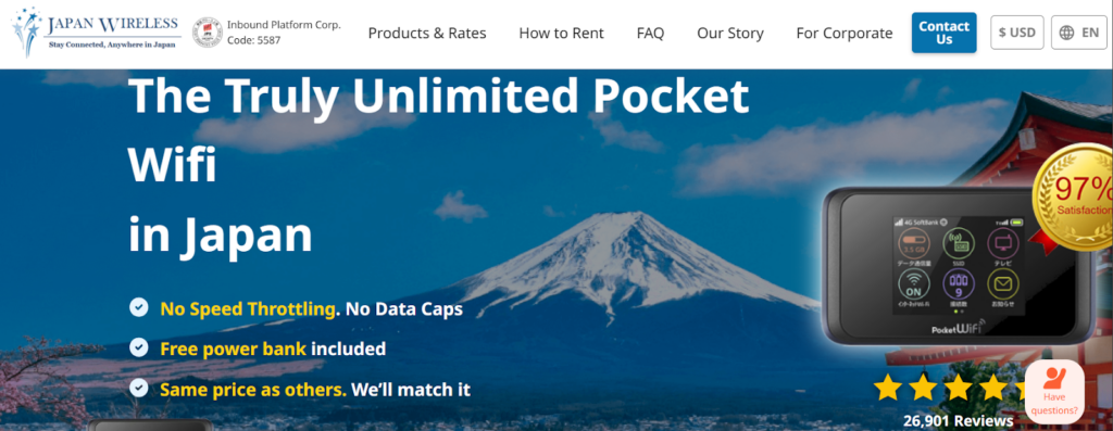 japan wireless, pocket wifi tokyo