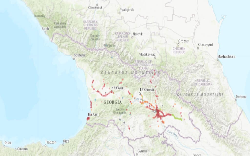 Coverage map of Magti Mobile with an eSIM in Georgia