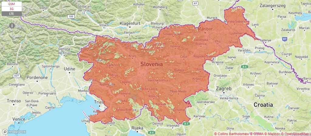 Telemach Mobil coverage map in Slovenia 