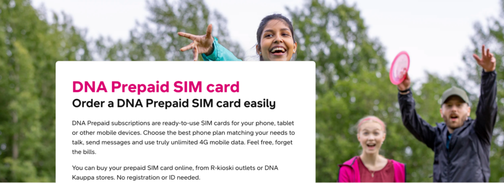 dna, bes sim card for finland