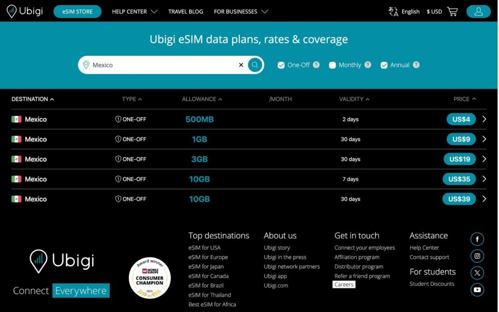 ubigi esim, an alternative to sim card mexico