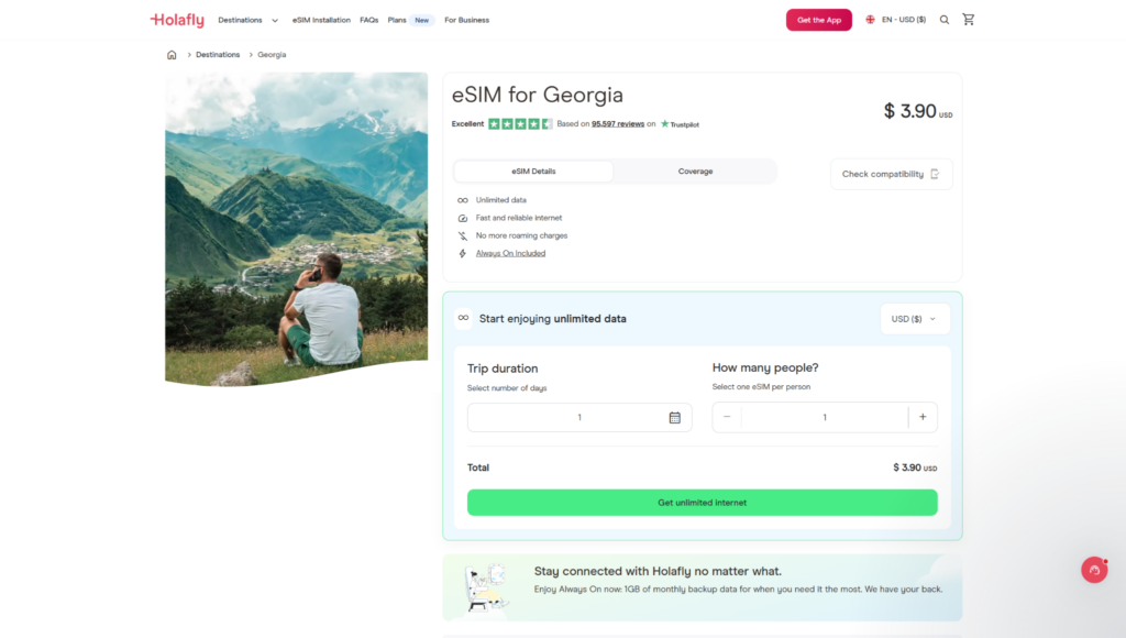 holafly esim, roaming georgia alternative