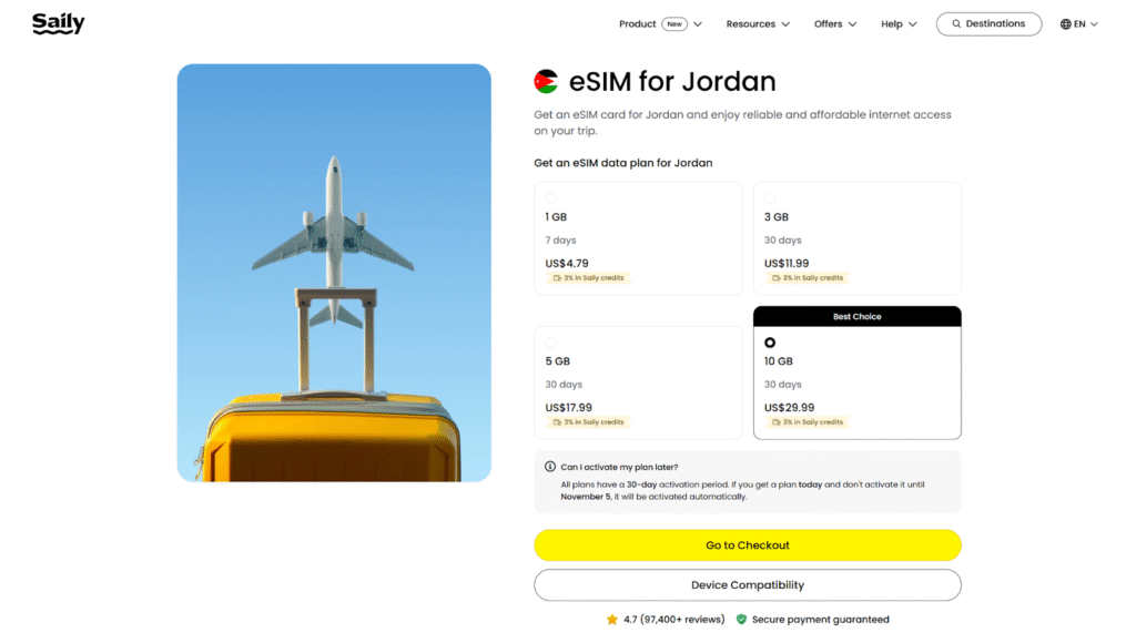 saily esim homepage, jordan sim card alternative