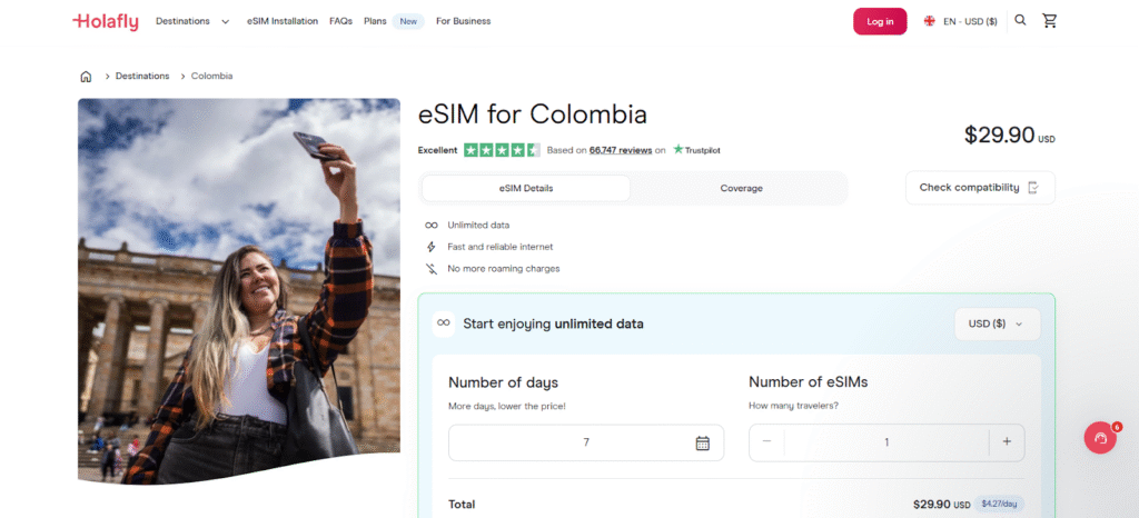 holafly best esim for colombia