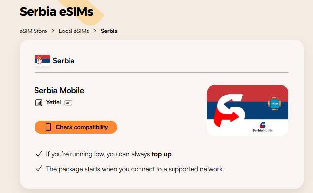 best esim for serbia, airalo homepage