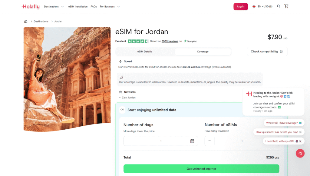 holafly esim homepage, jordan sim card alternative