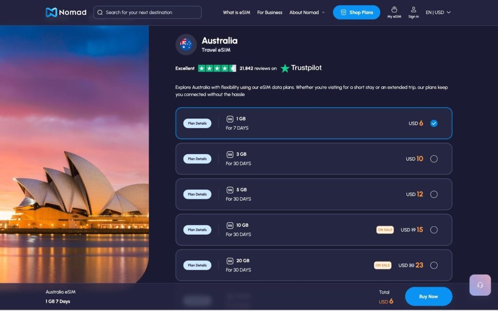 nomad esim homepage